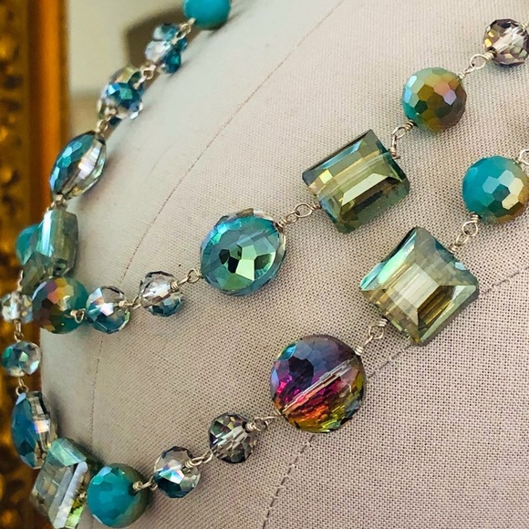 Gorgeous Vintage 925 Aurora Borealis Crystal Bead Necklace - Picture 15 of 17